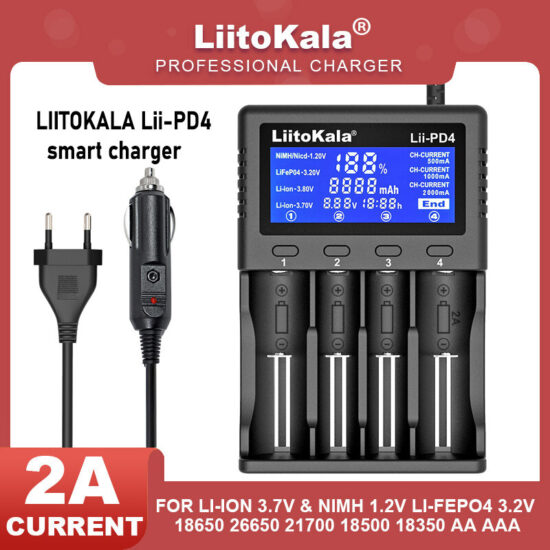 LiitokalaPD4 smart charger 18650 lithium battery 1.2V Ni-MH 3.2V iron lithium 26650 Universal